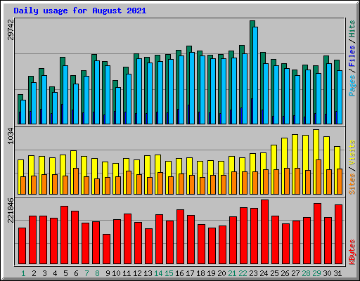 Daily usage for August 2021