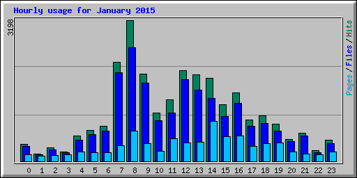 Hourly usage for January 2015